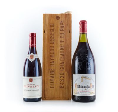 deux bouteilles de vin rouge et une caisse en bois