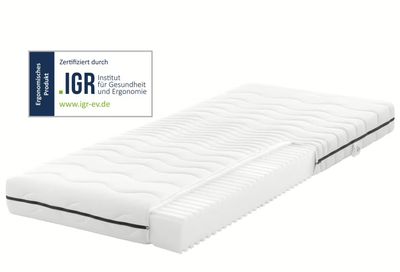 un matelas blanc orné d'un logo, sur fond blanc