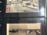 deux photos en noir et blanc représentant un homme et un bateau