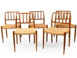 lot de quatre chaises de salle à manger danoises en teck avec assise tressée