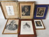 four framed pictures of men and women in various poses