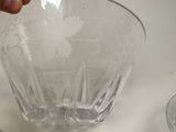a hand that is holding a glass with a flower design on it