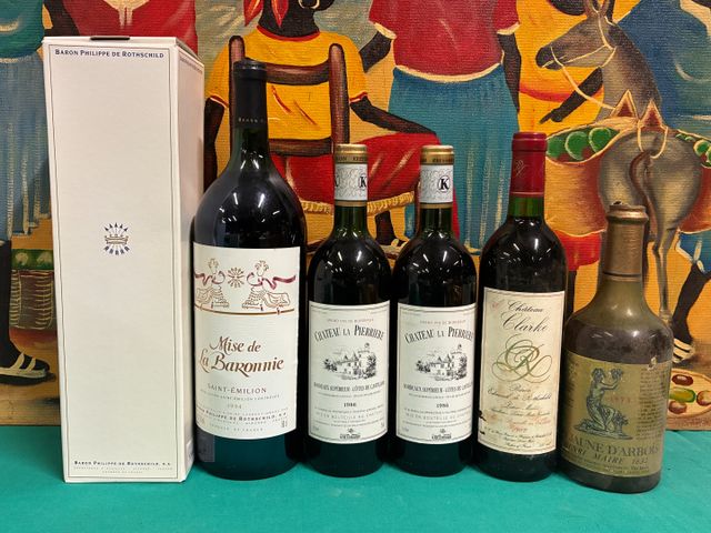 Lot de 5 bouteilles de vins, Mise de la Baronne St Émilion magnum...