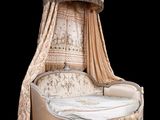 a bed that has a canopy over it on a black background