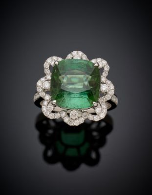 an emerald and diamond ring