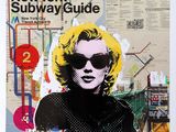 marilyn monroe on the cover of new york subway guide, with a map in the background