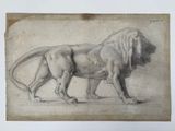 un vieux dessin représentant un lion sur un bout de papier