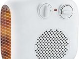 une image représentant une radio blanche munie d'une poignée en cuir marron