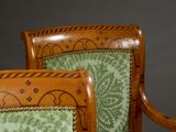 two wooden chairs with green upholstered upholstered upholstered upholstered upholstered upholstered upholstered