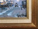 a painting of a street scene with a horse and buggy