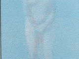 a painting of a person standing in the snow