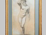 an image of a drawing of a nude woman in a gold frame