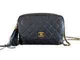 chanel black quilted leather cross body bag