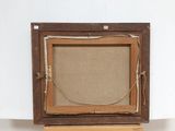 a picture of an old wooden box with a rope