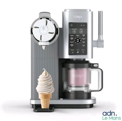an ice cream cone sitting next to a coffee maker
