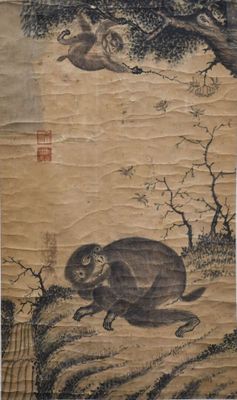 JAPON, XIXe siècle. Peinture à l'encre sur papier, représent…