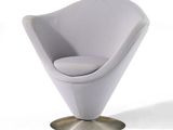 a white chair that is sitting on a metal base