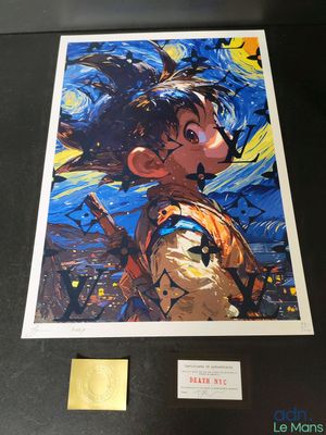 a picture of a framed picture of a young boy with a hat on
