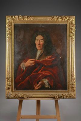 a painting of a man in a red coat holding a pipe