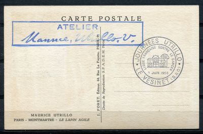 un gros plan d'une carte postale sur laquelle est apposé un timbre