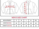 the size chart for the men ' s hoodie