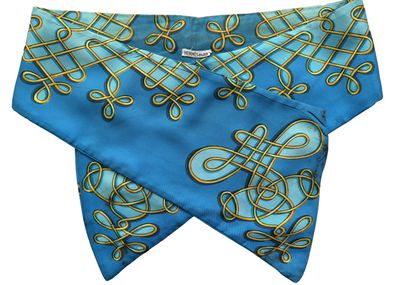 HERMES Echarpe en soie bleue "Vinci" - Photo 1