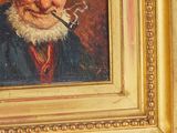 a painting of a man with a pipe in his mouth