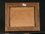 an old wooden picture frame with a piece of paper on it