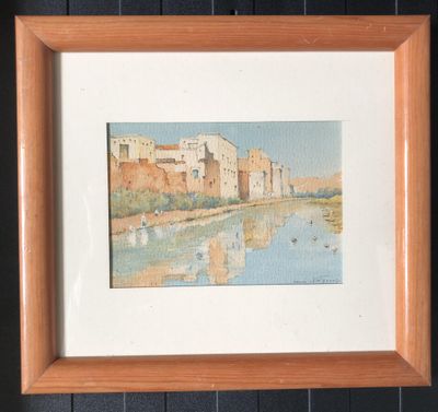 Henri Noizeux (1871- ?), paysage d'Orient Marrakech, aquarel…
