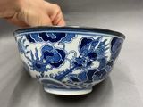 chinese blue and white bowl with dragon design