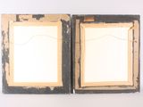 pair of antique wooden picture frames with black paint and gold trim