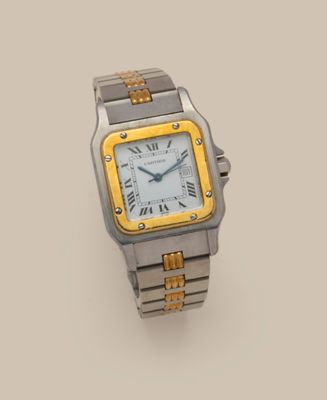 cartier a lady ' s stainless and gold quartz wristwatch