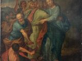 an old painting of a group of people in a field