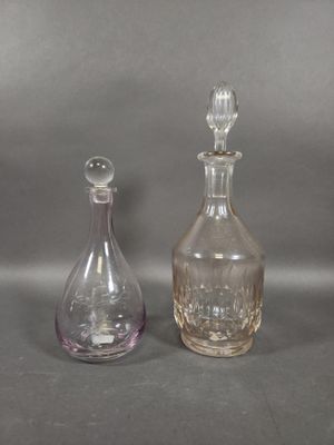 pair of antique cut glass decanters with stoppers