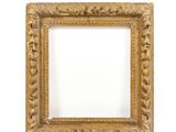 an old gold frame with a white background