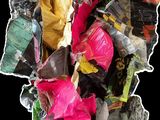 a pile of garbage that is on a black background