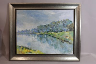 Christian MITARD (XXe) "Paysage au cours d'eau" huile sur ca…