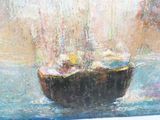 a painting of a boat in a body of water