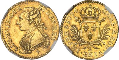 une pièce d'or surmontée d'une couronne