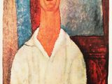 an image of a painting of a man in a white shirt and hat