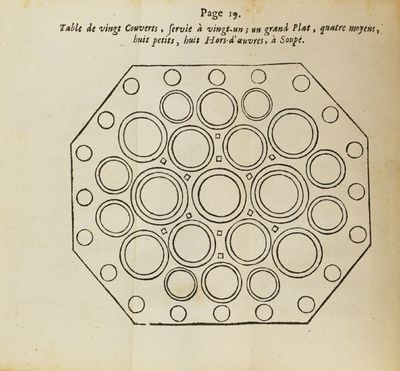 un vieux livre sur lequel figure un dessin en noir et blanc représentant des cercles