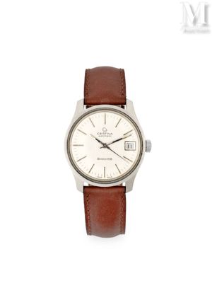 gros plan d'une montre sur fond blanc avec un bracelet marron