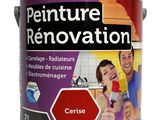 la peinture est rouge et blanche, avec une bande noire dessus