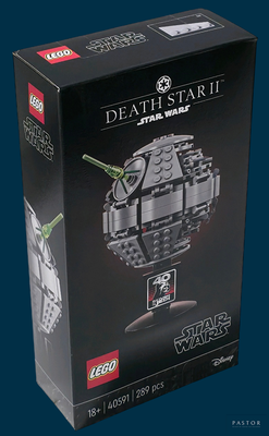 a box with a lego death star ii model in it