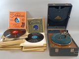 a lot of old records in a case on the table