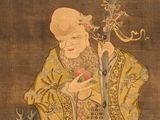 an image of a painting of a man with a goat and a bird
