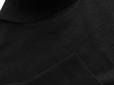 a close up of a black sweater on a white background