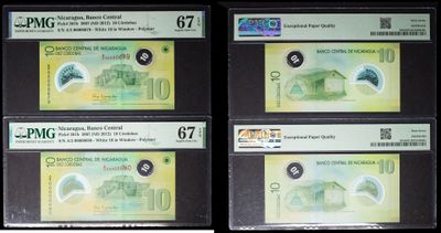 four different bank notes with a picture of a house on one of them