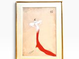 une image d'un tableau représentant une femme en robe rouge