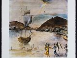 an image of a painting of a ship on a body of water with people on it